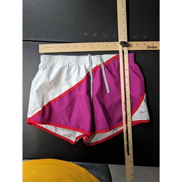 Nike Dry Fit Running Shorts White Pink w/Orange Line with Built in Panties Women - Picture 5 of 5